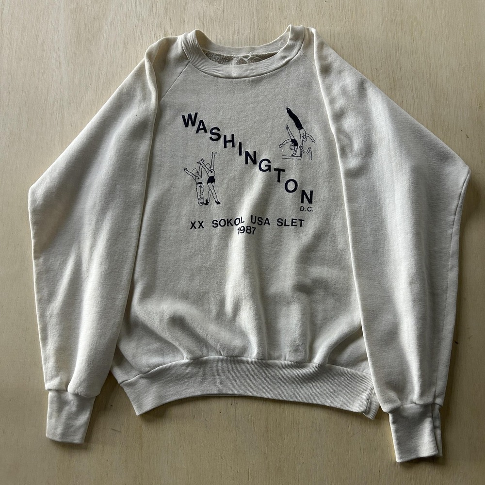 Vintage Washington DC Sokol USA Slet Sweatshirt Mens Large White 1987 Fleece